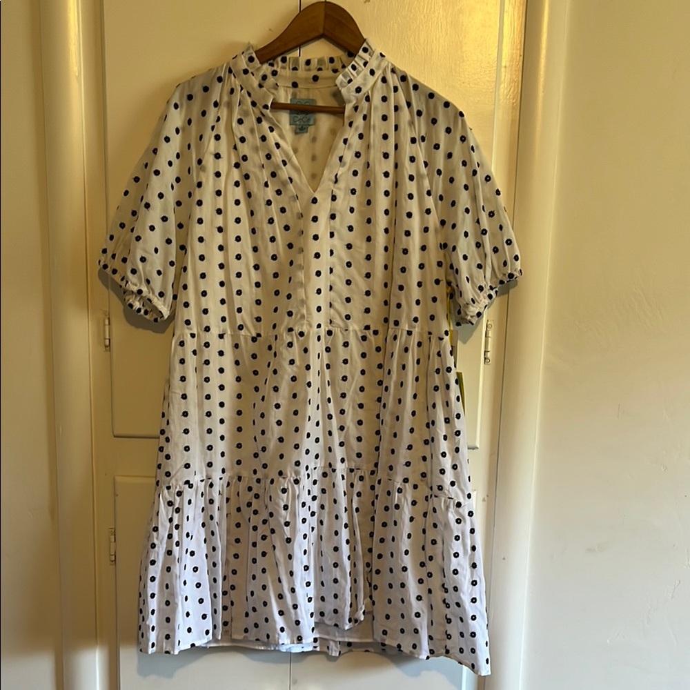 CeCe White and Black Polka Dot Dress